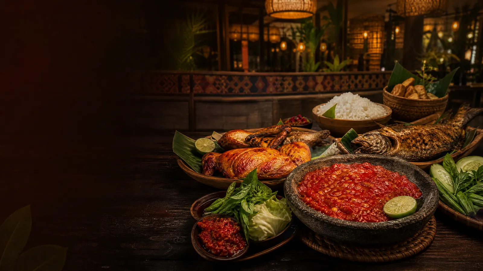 Hidangan kuliner Indonesia dengan sambal merah Selera Sambal